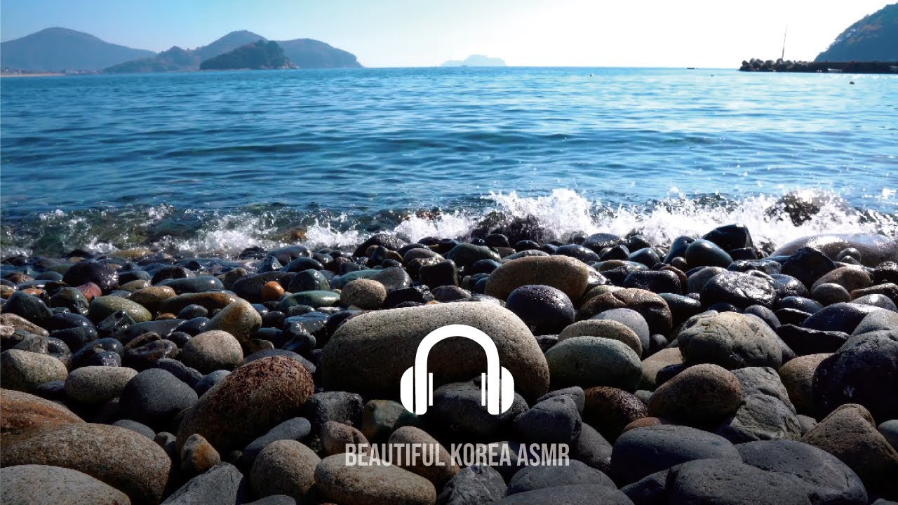 [Корея] Шум волн на спокойном галечном пляже острова Кодже / ASMR, учеба, работа, сон