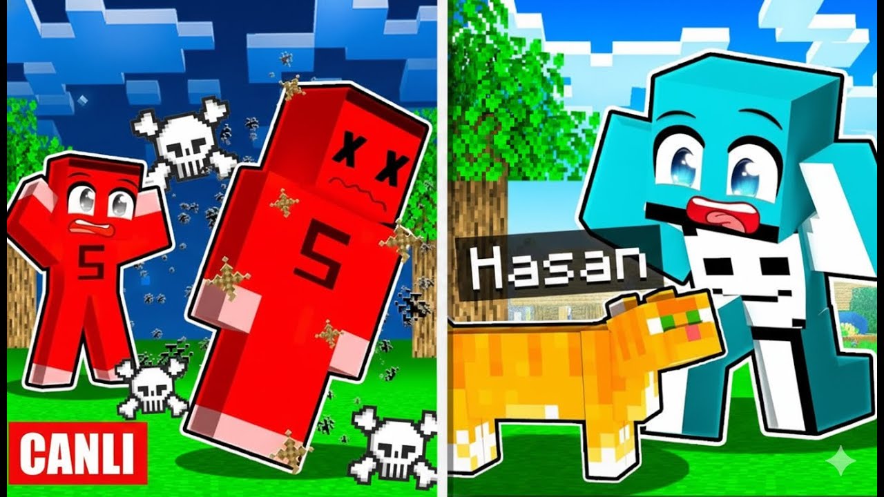 [ CANLI YAYIN ] SAMET ÖLDÜKÇE HASAN KEDİ OLUYOR !! - Minecraft
