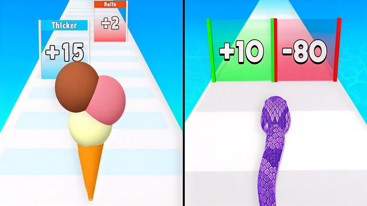 Ice Cream Rush vs Snake Run Race - Max Levels Unlocked Speedrun Gameplay