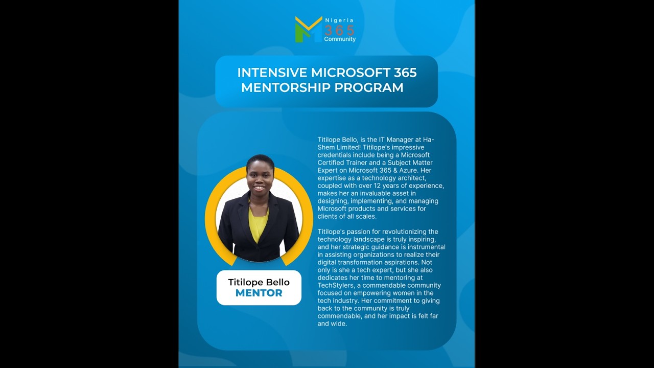 Nigeria M365 Mentorship|Exchange Online–What It Is,Where It Lives,and How Admin Works|Titilope Bello