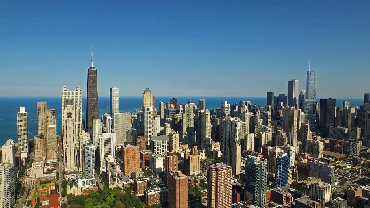 Chicago Skyline 4k, USA, Ultra HD Drone Footage From Above