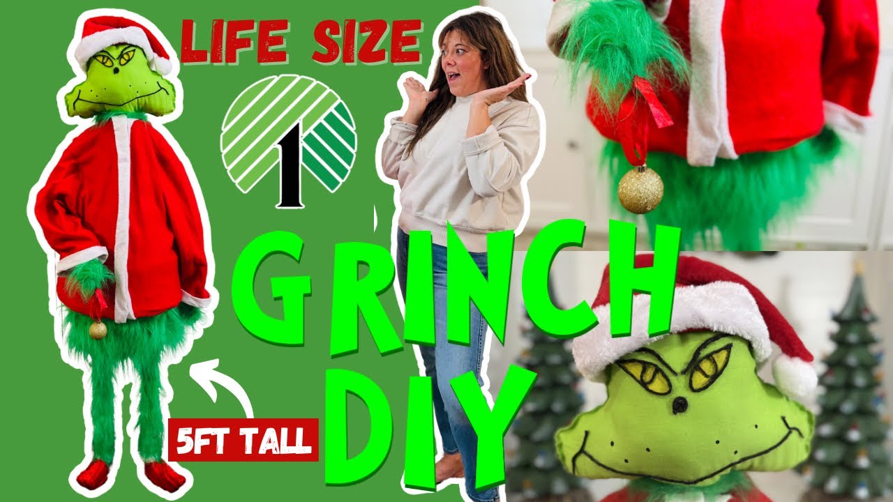 💚 Grinchmas Dollar Tree DIY! How to create a *LIFE SIZE* Grinch for the holidays!💚