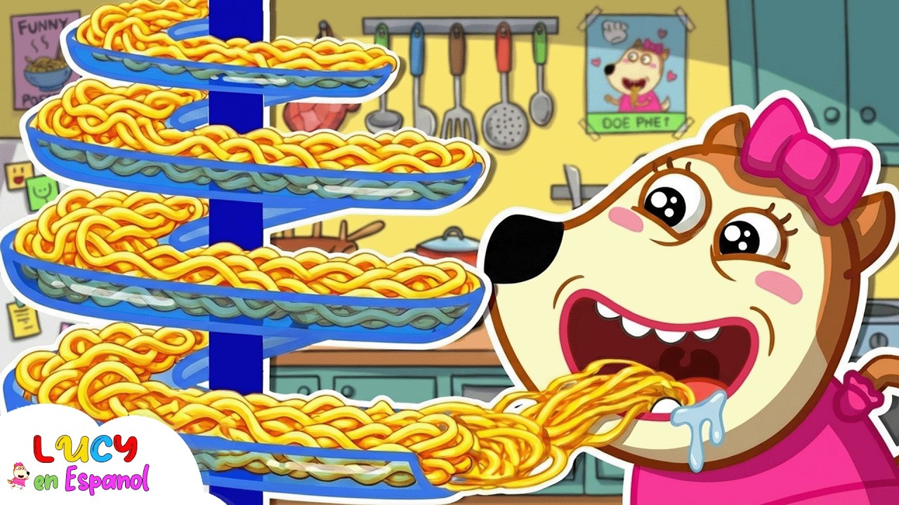 Desafío de Comer Fideos 🍜 Lucy Aprende a Comer Correctamente + Más🌈‪@LucyEnEspanol‬