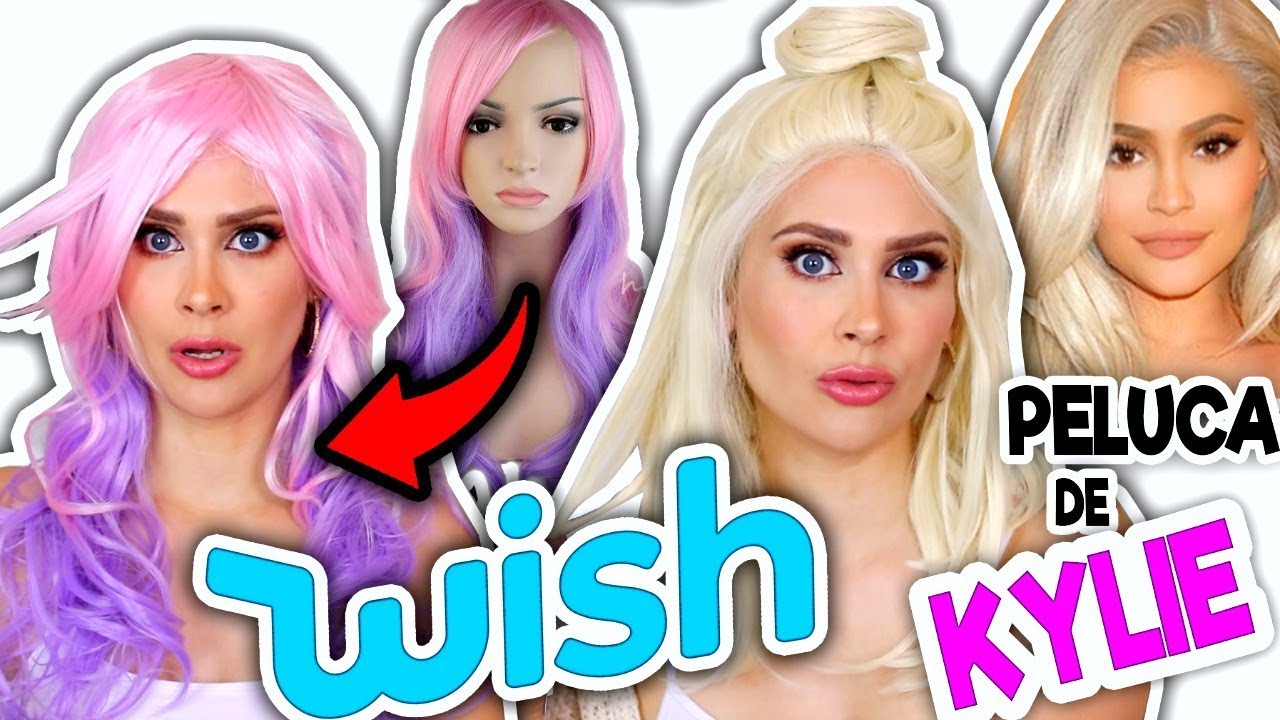 PROBANDO PELUCAS BARATAS DE WISH 😱 ¿La Peluca de KYLIE JENNER?