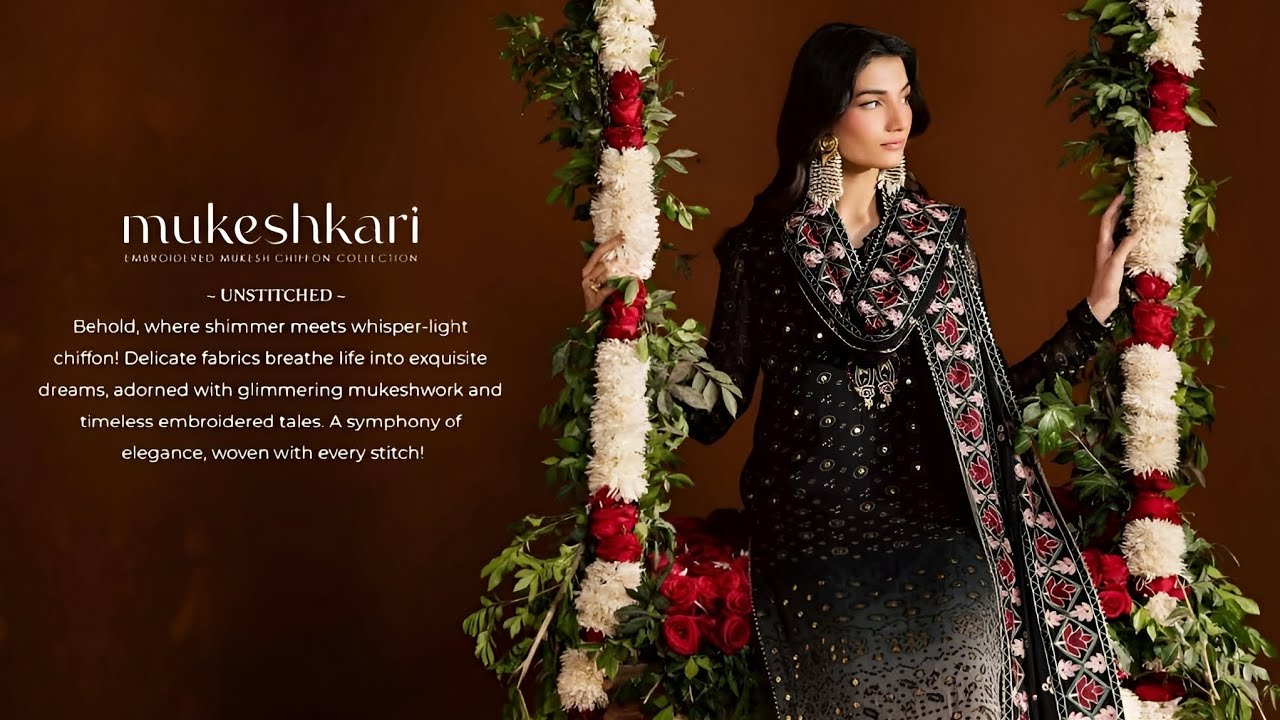 Nureh Embroidered Mukesh Chiffon Unstitched Collection'26 | Nureh Exclusive Lawn Jacquard Collection
