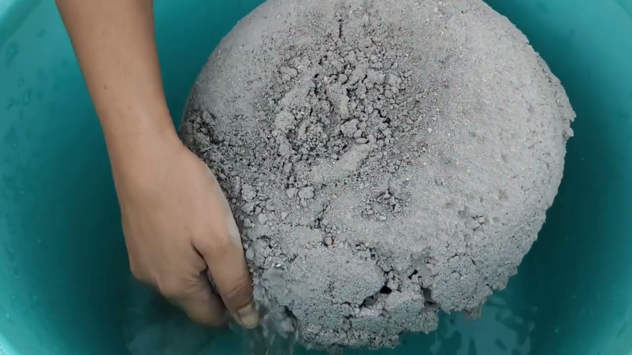 gritty sand cement crumbling in water 💦 SA ASMR
