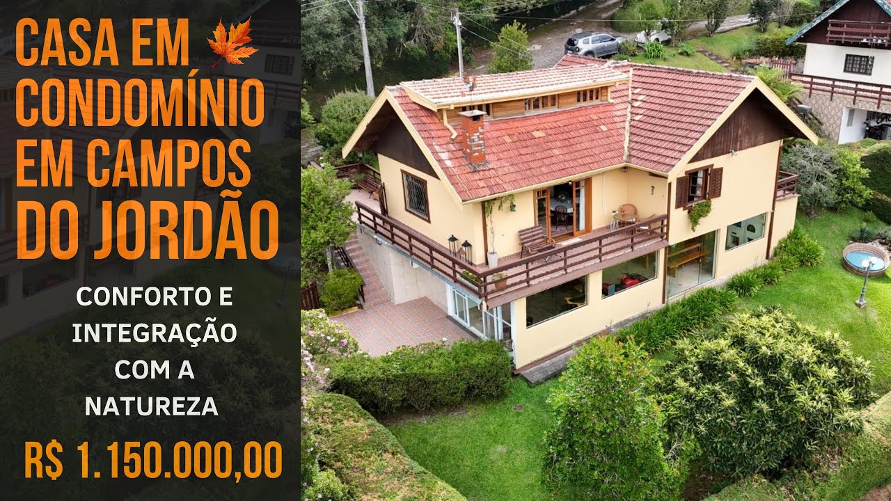 🍁 CASA ACONCHEGANTE DE CONDOMÍNIO EM REGIÃO ARBORIZADA - CAMPOS DO JORDÃO - R$ 1.150.000,00