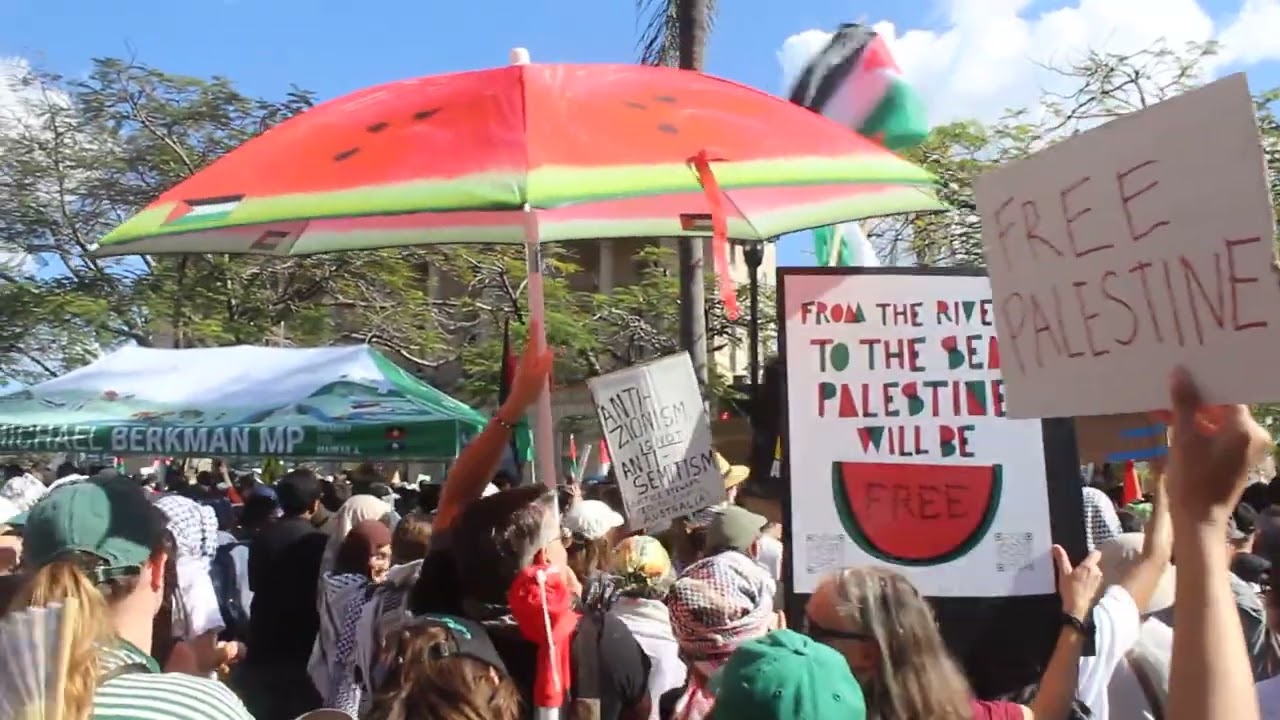 INTIFADA chanted by DHIMMIS at the Brisbane QLD Australia FAKESTINE Rally Sunday 24 August 2025