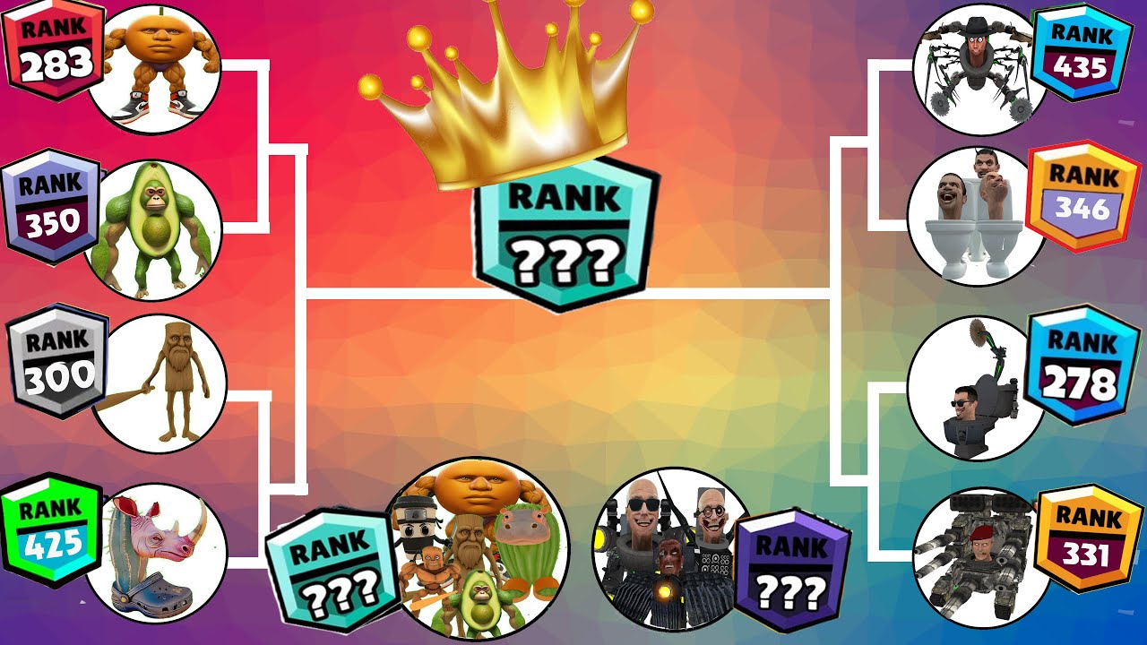 Skibidi toilet tournament brawl stars rank up Team Tung Tung vs Team skibidi toilet
