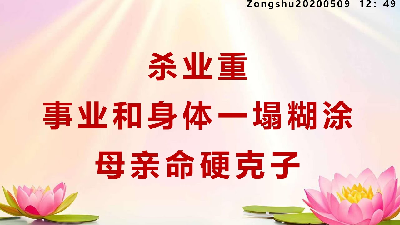 杀业重，事业和身体一塌糊涂；母亲命硬克子_Zongshu20200509     12：49