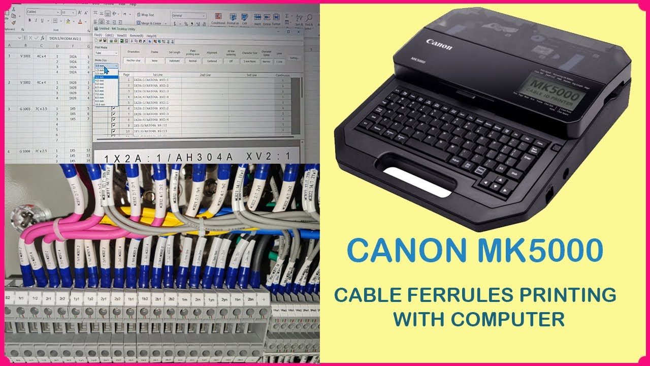 CANON MK5000, FERRULE PRINTING, CABLE ID PRINTING FROM EXCEL TO ID PRINTER, EXPLAIN IN HINDI.