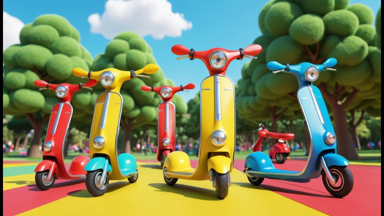 Vier Kleine Speelgoedscooters: Zoom Zoom Zoom! | Voertuigen & Tellen Voor Kids