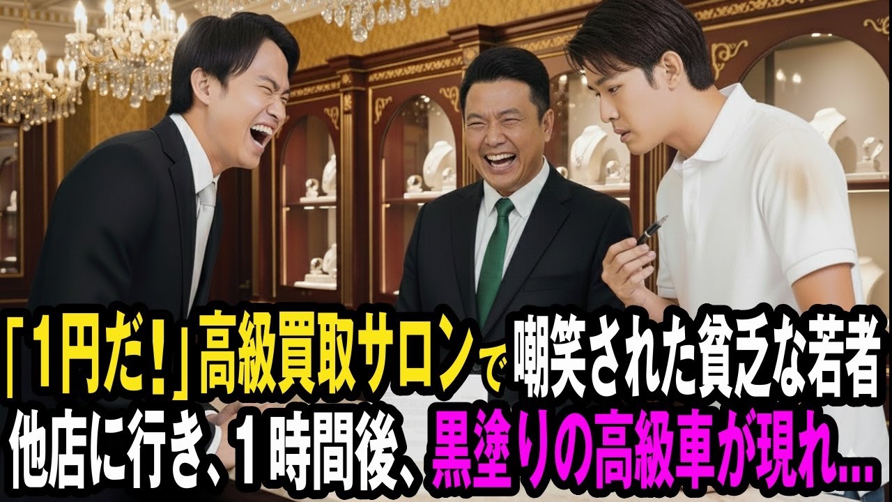 「こんなの１円だ！」高級買取サロンで嘲笑された貧乏な若者。仕方なく他店に行ったら、わずか１時間後、黒塗りの高級車がやってきて大逆転！？