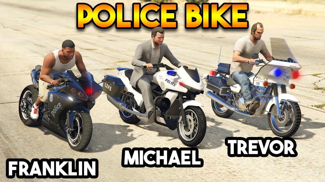 GTA 5 MODS : FRANKLIN VS MICHAEL VS TREVOR (WHICH IS BEST POLICE BIKE?)