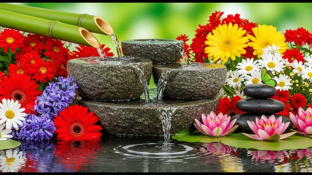 Healing Piano Music with Forest Waterfall for Meditation | Soothing Tones & Crystal Stream Beautiful