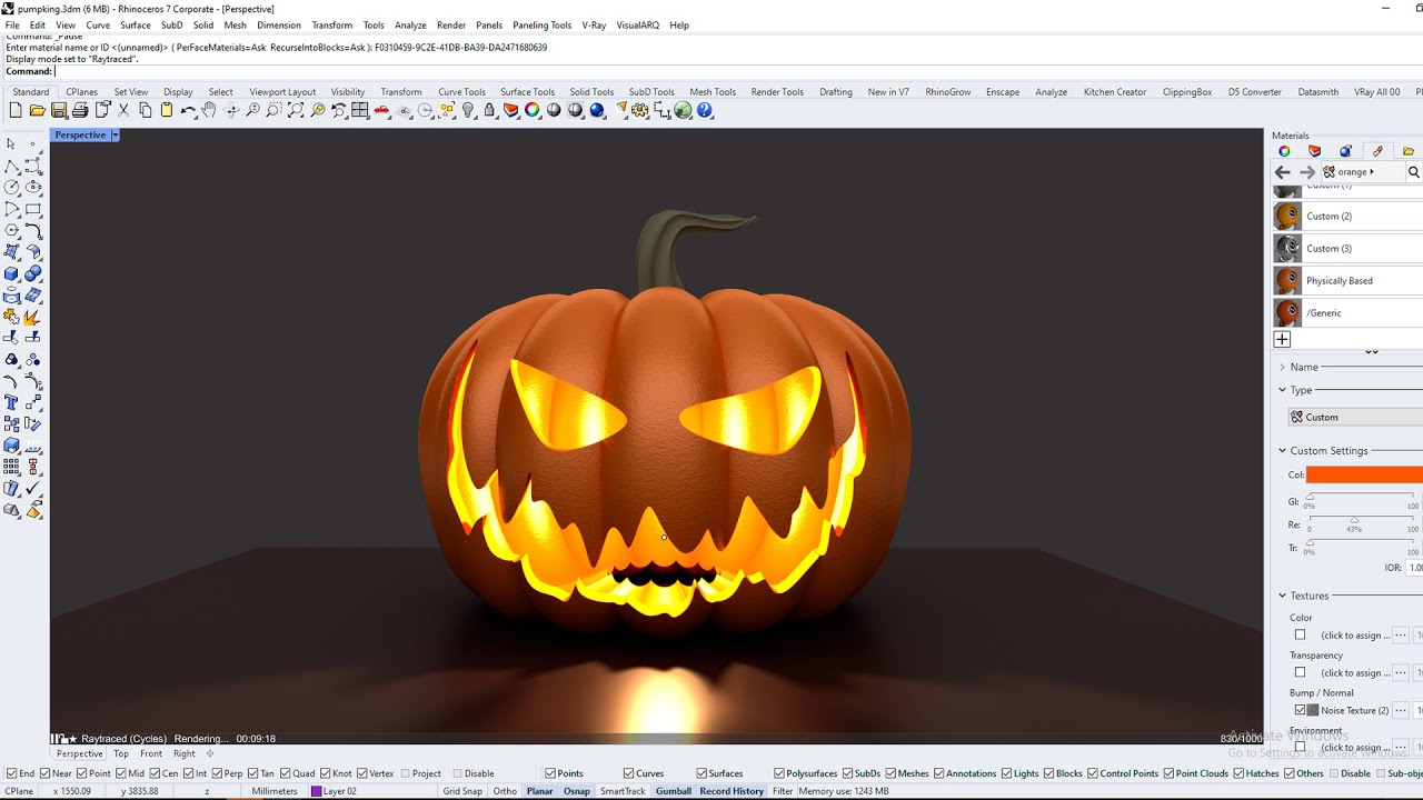 Pumpkin (jack o'lantern) in Rhinoceros | Halloween 2023