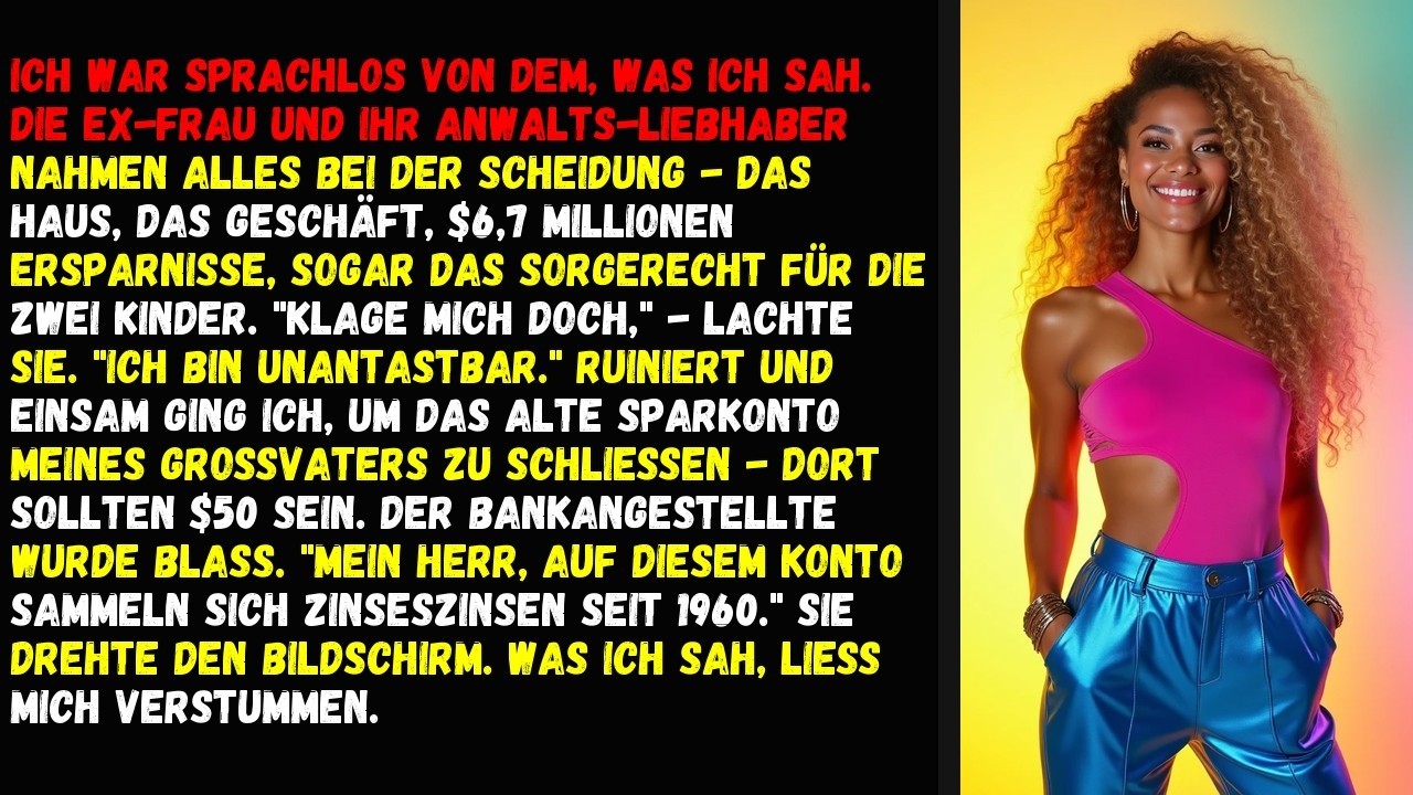 Ich war sprachlos von dem, was ich sah. Die Ex-Frau und ihr Anwalts-Liebhaber nahmen alles bei der