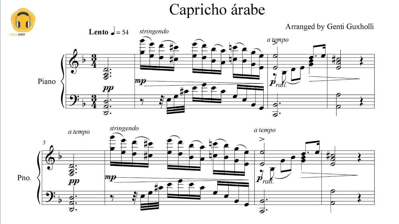 Capricho &aacute;rabe by Francisco T&aacute;rrega (Piano Solo/Sheets)