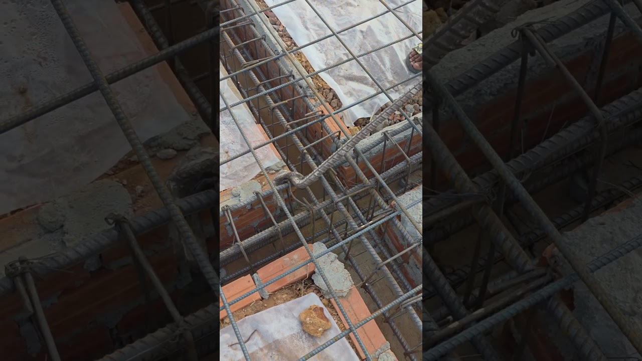Bending down rebar beam #shorts #construction #skills #shortsfeed
