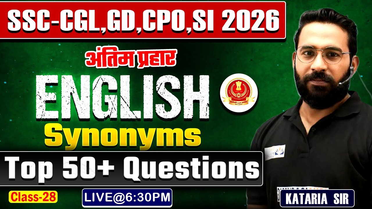English Grammar | Synonyms | Top 50 Questions | English Tense Concept | SSC-GD,CGL,CHSL,CPO,SI