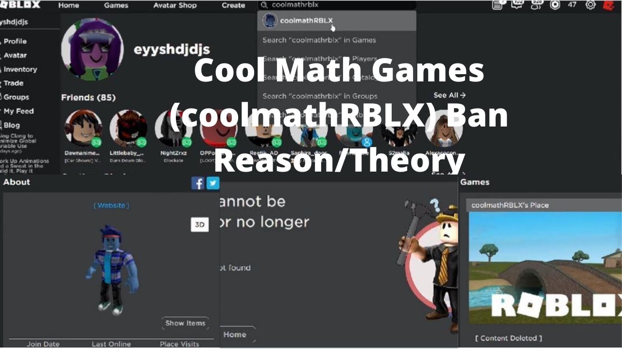 COOL MATH GAMES BANNED FROM ROBLOX REASON/THEORY