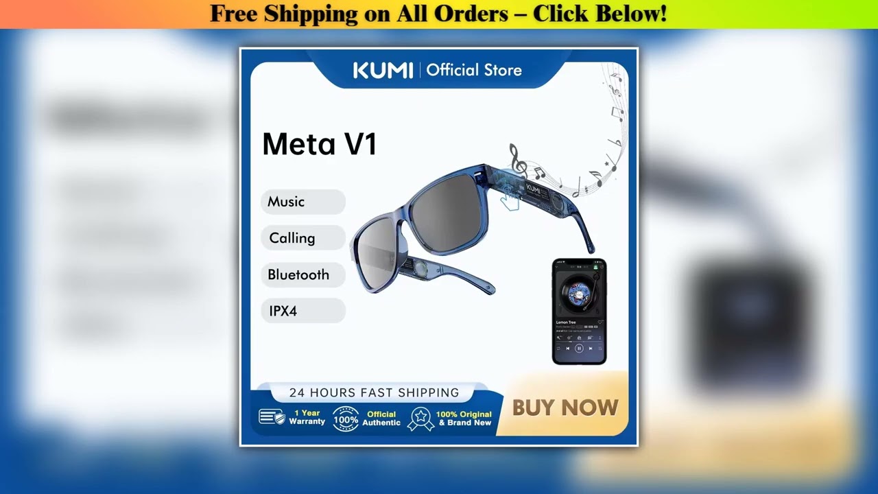 KUMI Meta V1 Smart Glasses Break Audio-visual Imagination Create Bluetooth glasses IPX4 Waterproof
