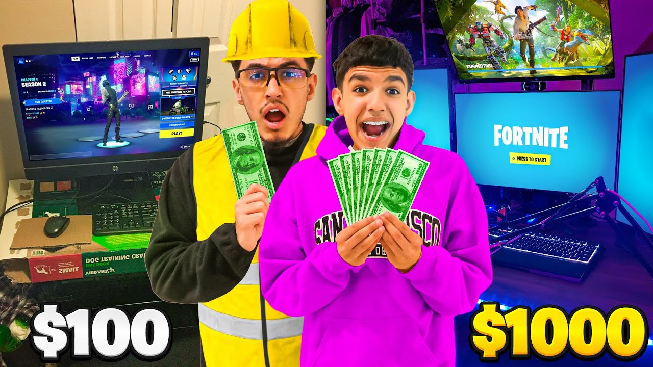 Who Can Build The Best $100 VS $1,000 Fortnite Gaming Setup! (Cheap vs Expensive)
