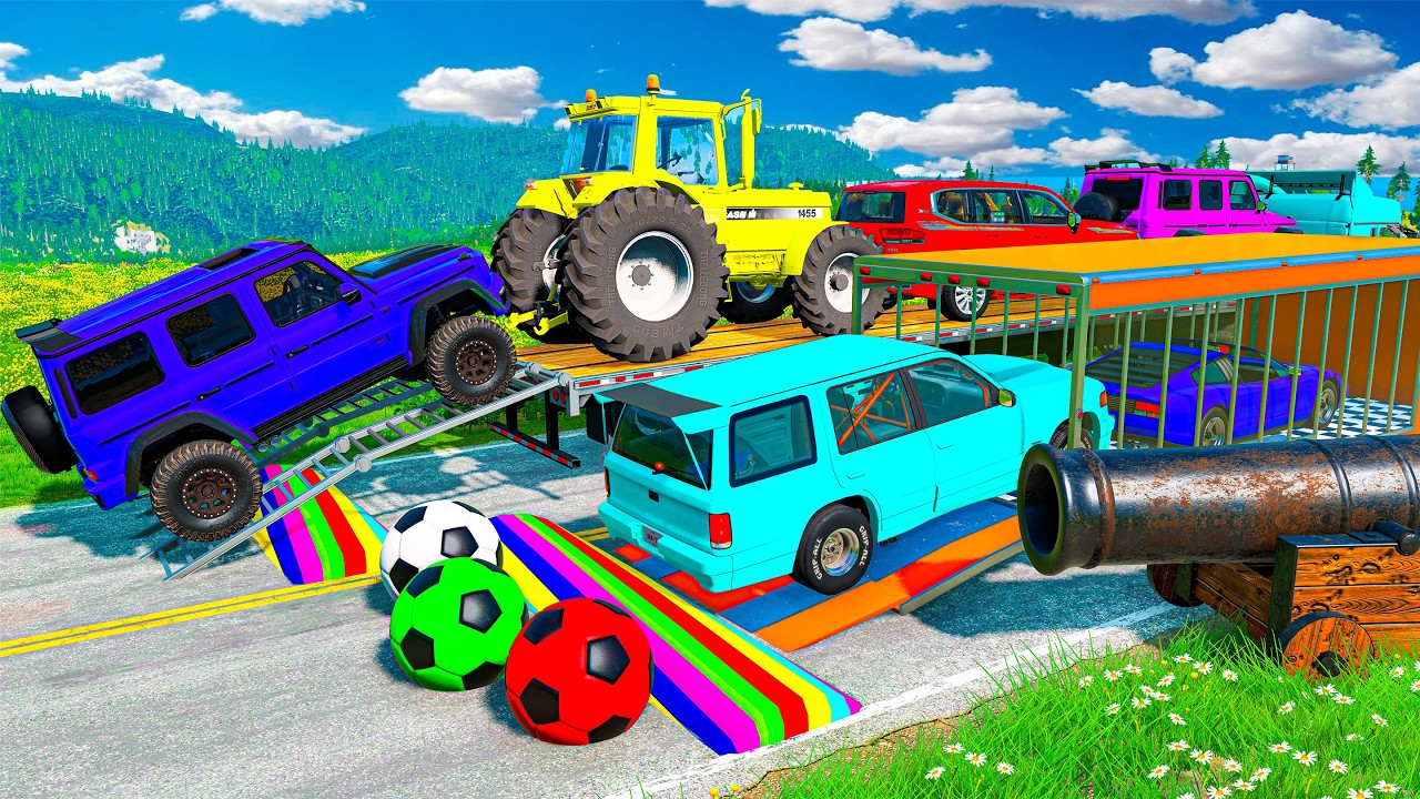Flatbed Truck BeamNG Happy Crash | Transportation with Truck - Pothole vs Car - BeamNG.Drive #54