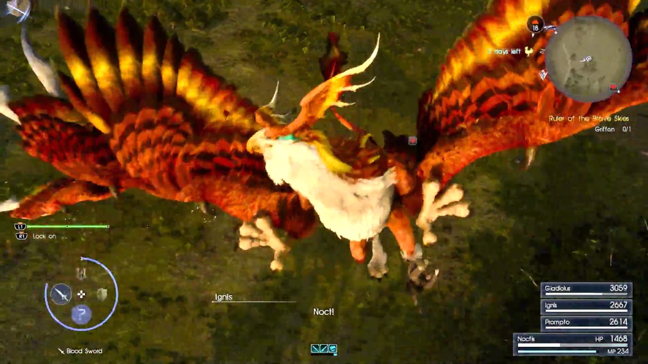 FINAL FANTASY XV - Griffon Boss Fight l Level 30 Griffon Mobhunt Gameplay [PS4 Pro]