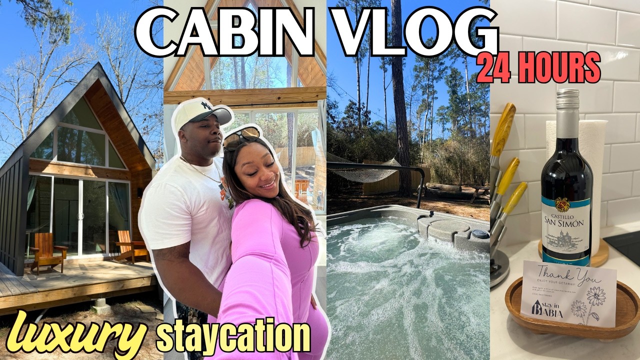 VLOG: LUXURY *TINY* CABIN GETAWAY, Romantic Nights, Hot Tub, Bonfire, Games, Quality Time, Relaxing