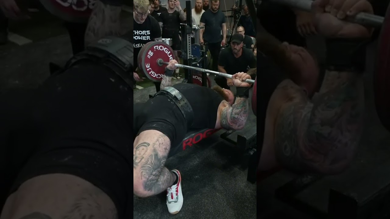 ⚠️WARNING Hafthor Bjornsson tears his pec #shorts #benchpress #injury #strongman
