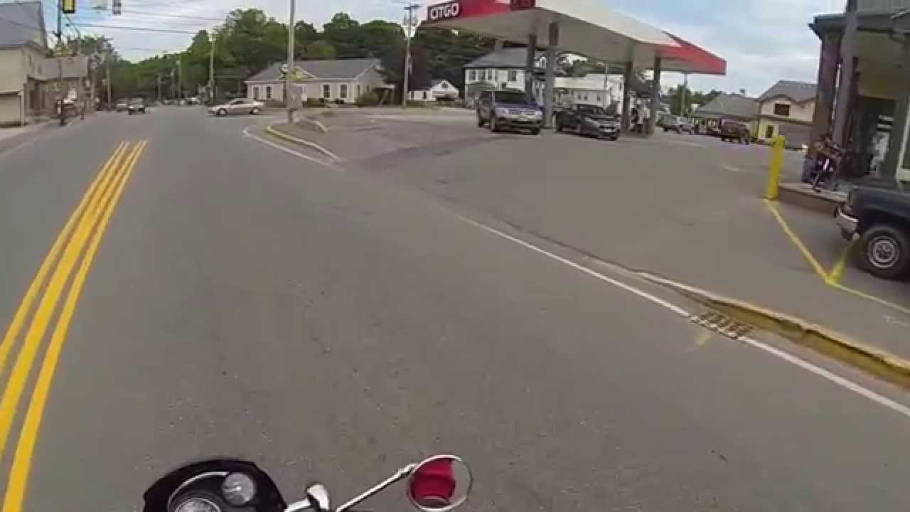 Dixfield, Maine. Riding through with the GoPro camera on the Triumph Bonneville