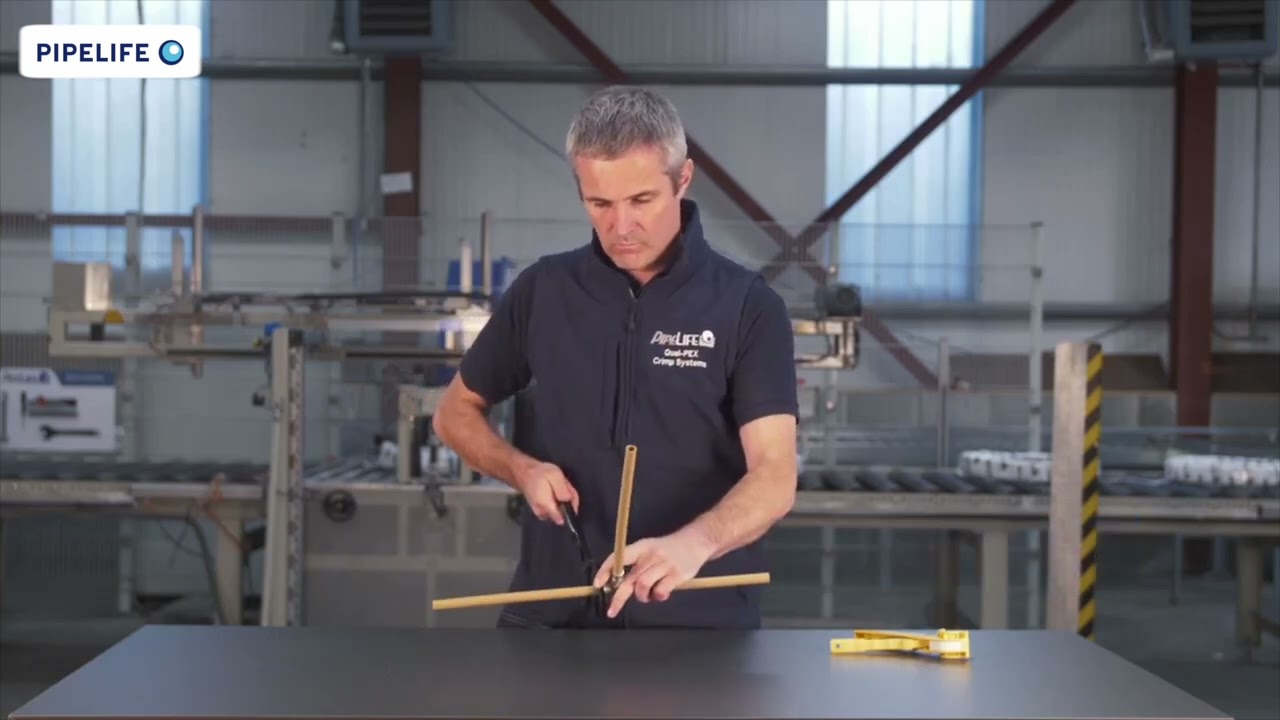 How to Video – Qual Pex Plus+ ‘Easy Lay’ pipe & Easy Crimp Fitting  Connection made with Crimp Tool