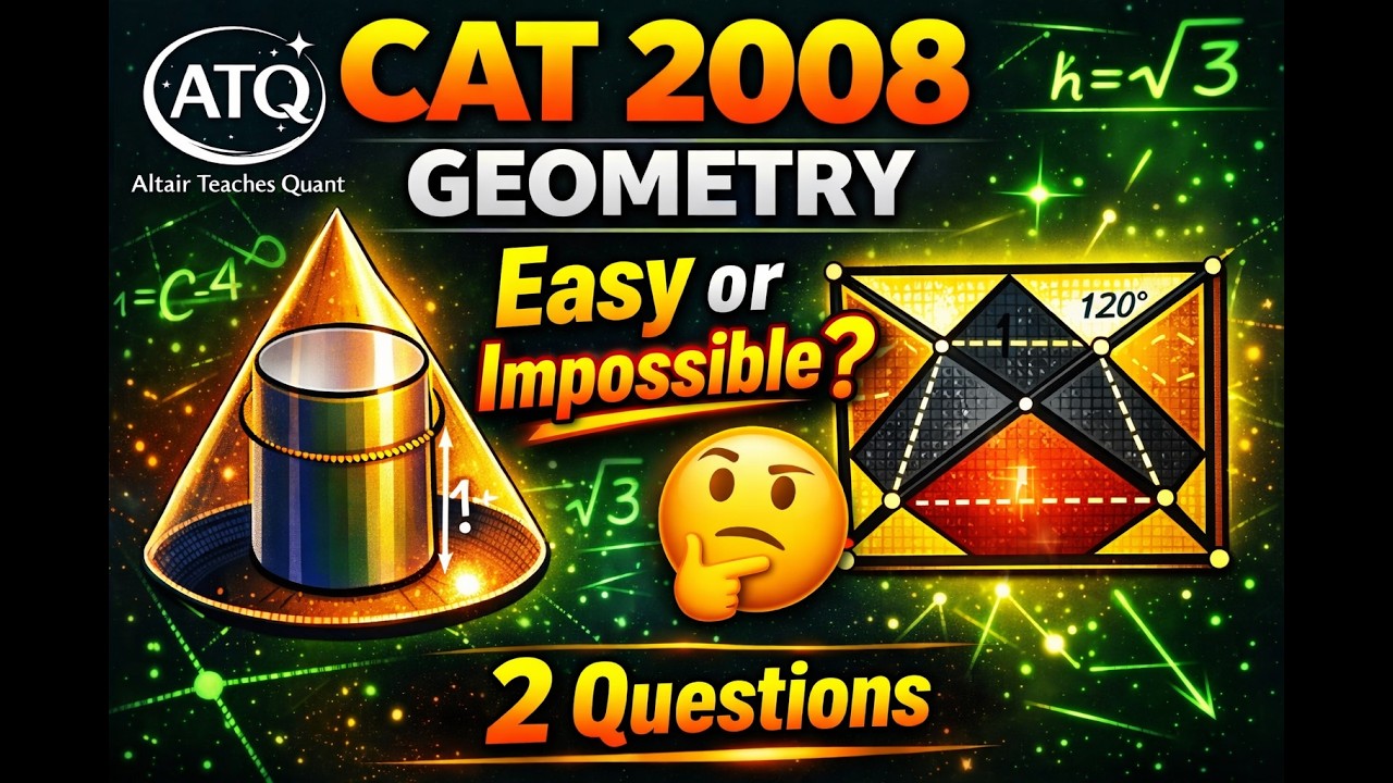CAT 2008 Geometry | Cylinder in Cone + Square Puzzle | CAT Quant Preparation #cat  #geometry  #pyq