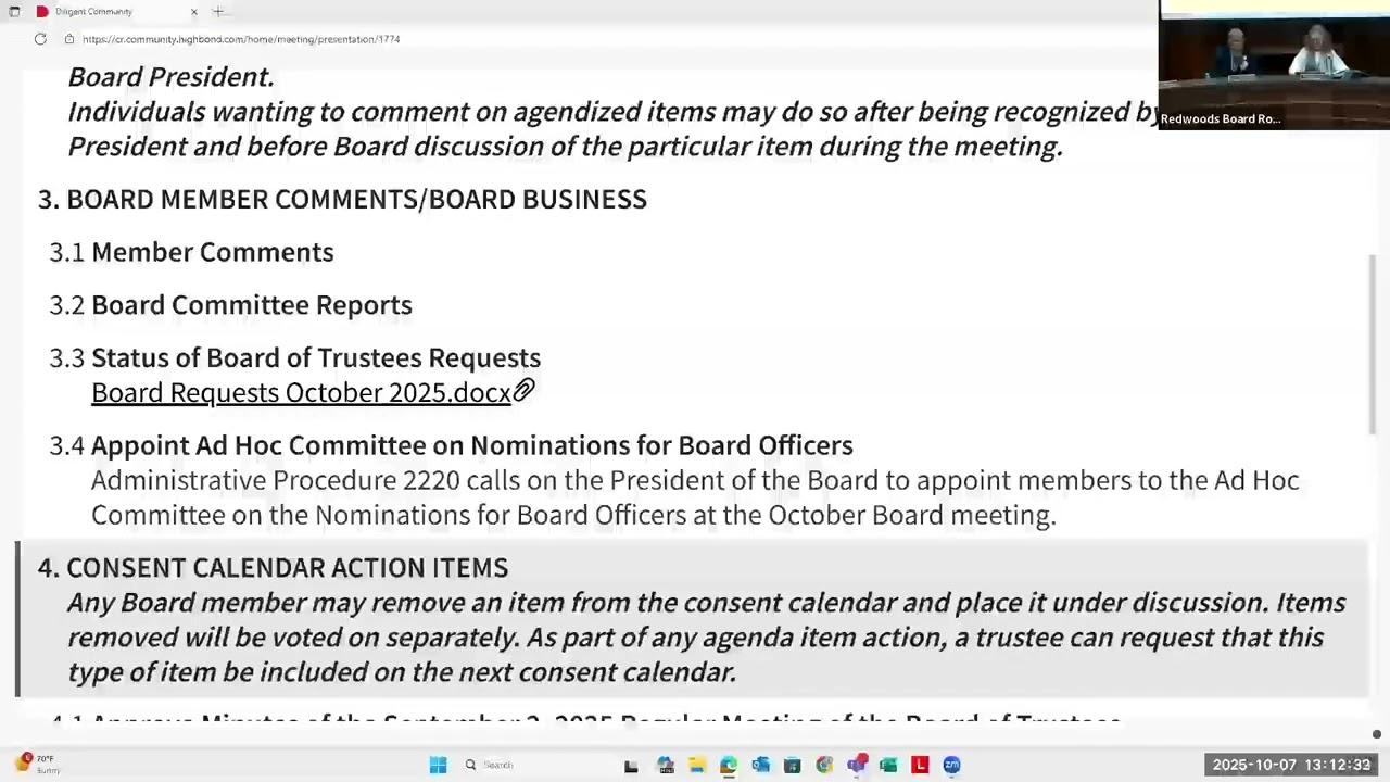 October 7, 2025 Board Meeting