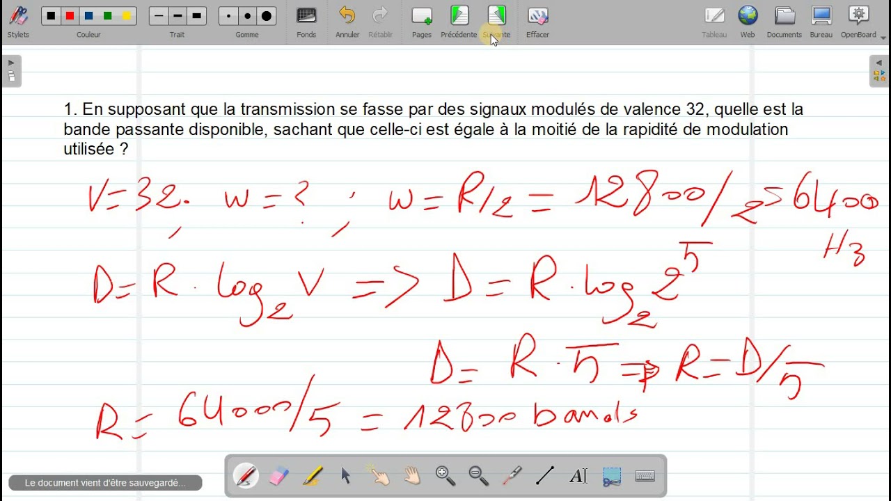 Notions sur la transmission de données (TD 1): Exercice 6/Formule de Shannon.