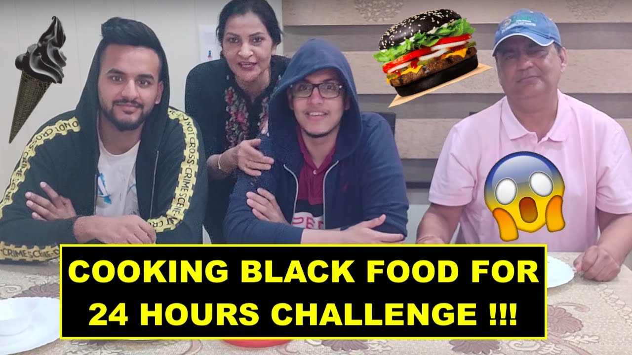 COOKING BLACK FOOD FOR 24 HOURS CHALLENGE !!!