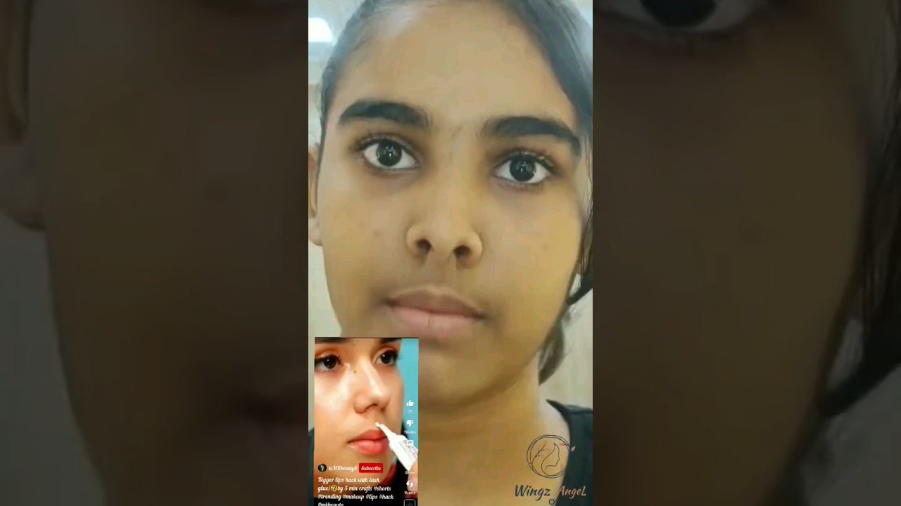 Trying Bigger Lips Hack With Eyelash Glue 💋😂 #shorts #viral #viralvideo #trendingshorts #hack