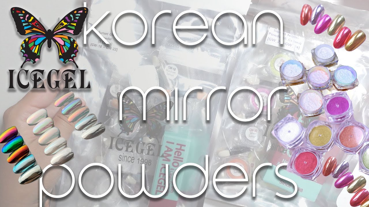 KOREAN NAIL POWDERS [ICEGEL SUNSET POWDER UNBOXING & SWATCHES ]  | NAILIST
