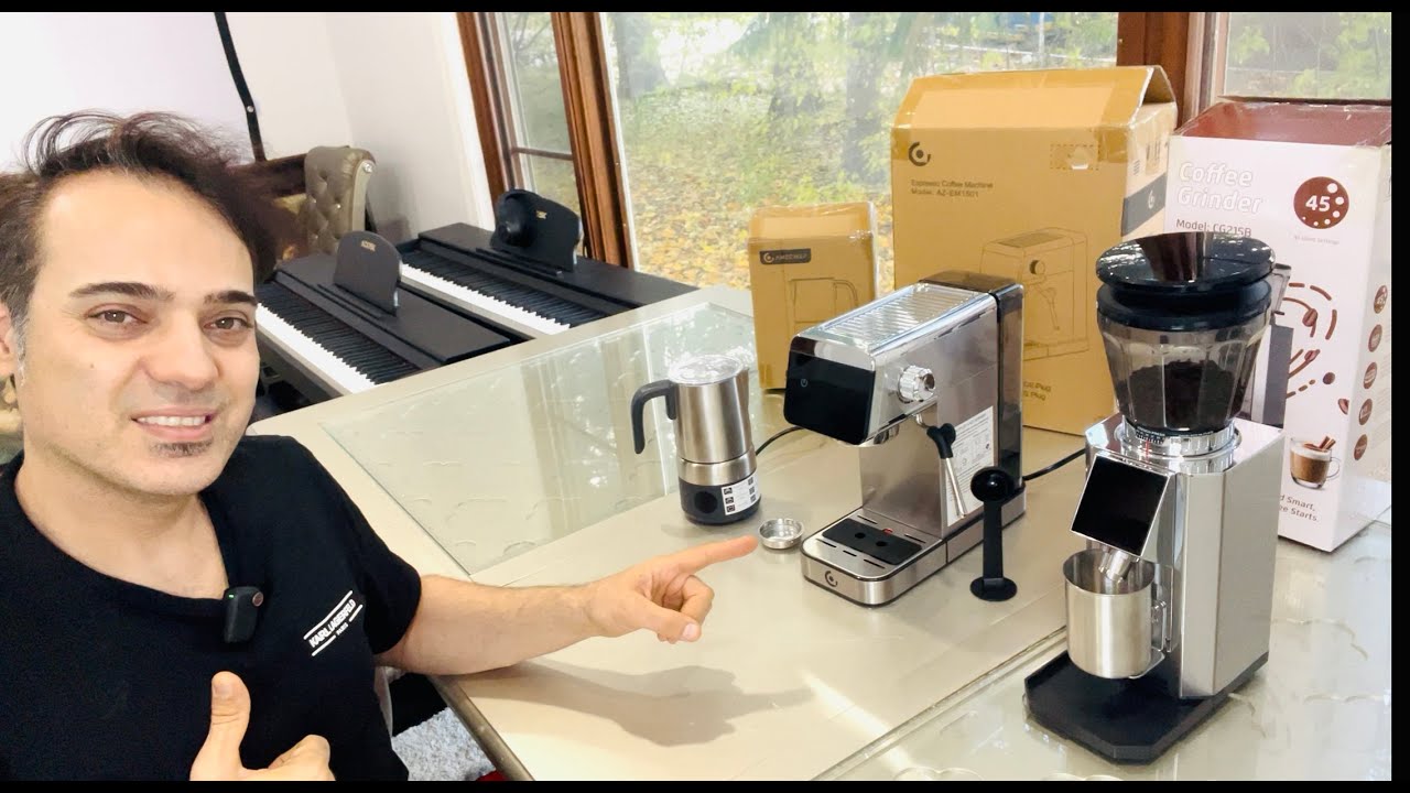 AMZCHEF Espresso Coffee Machine|Coffee Grinder/Milk Frother.