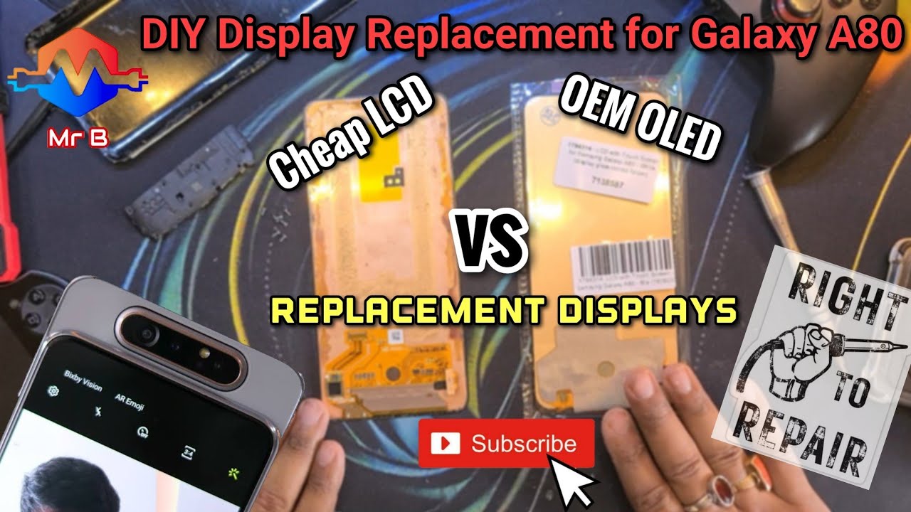LCD vs Original/OEM OLED replacement displays. Cheap DIY repair for Samsung Galaxy A80.