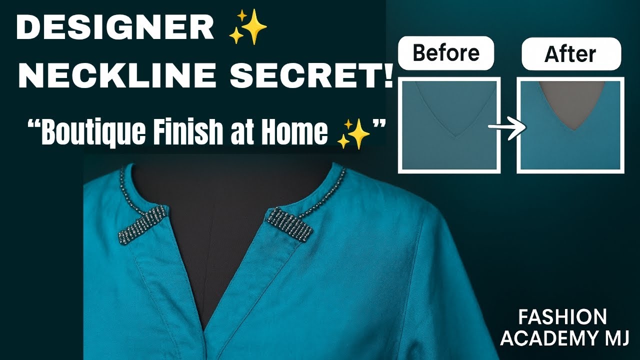 ✨ Designer V-Neckline with Boutique Finish | Step-by-Step Tutorial | Fashion Academy MJ