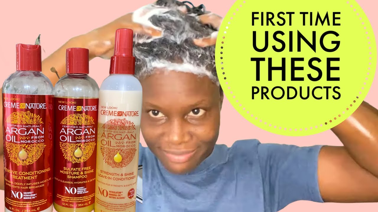 WASH DAY on relaxed hair |Creme of Nature Argan Oil shampoo, conditioner & leave in treatment