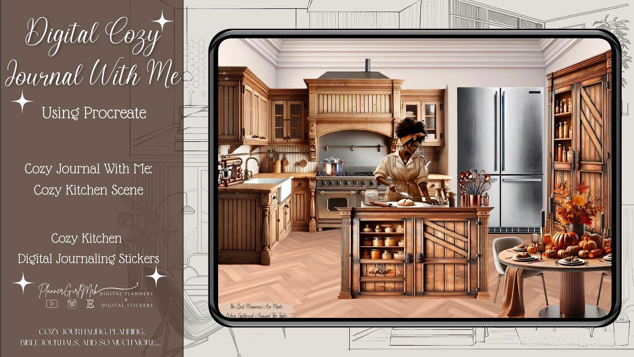 Digital Journal With Me: Cozy Kitchen Scene in Procreate| Procreate Interior Design #ipad