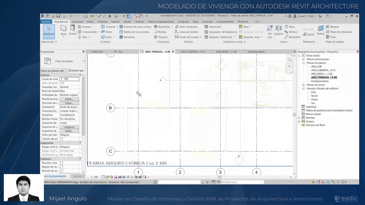 Modelado de vivienda con Autodesk Revit Architecture: Casa Farnsworth I Masterclass