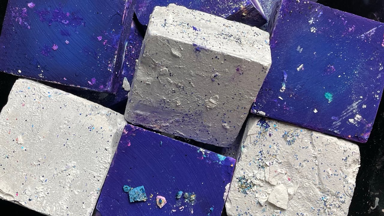 Fresh glassy crunchy dusty powdery blocks