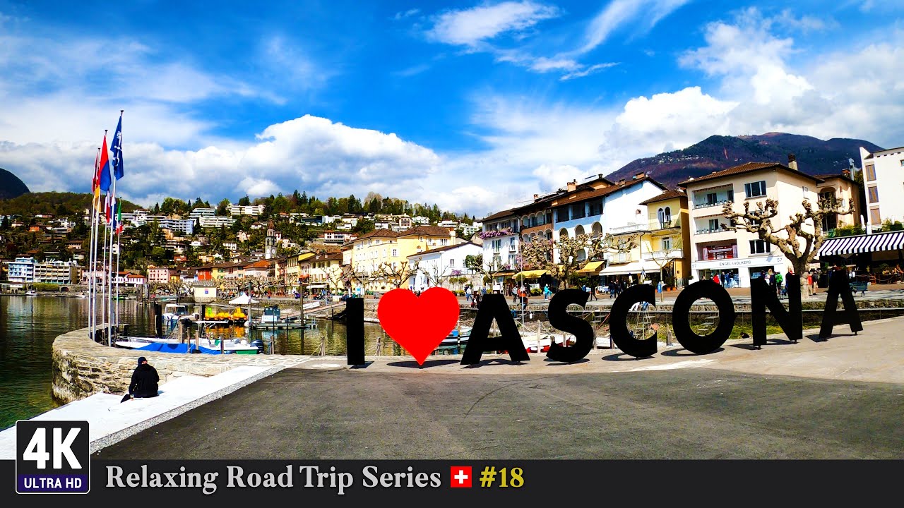 Relaxing Road Trip Series in Switzerland 🇨🇭 Ep#18 - Epic Drive & Walk From Locarno To Ascona Ticino