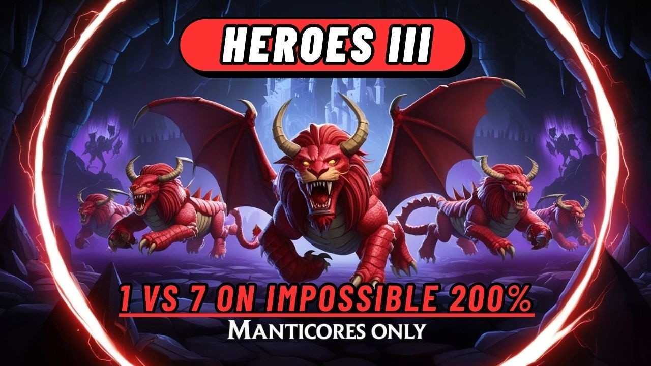 Heroes 3 - Friday Challenge | MANTICORES ONLY!!! - 1v7 on Impossible!!!