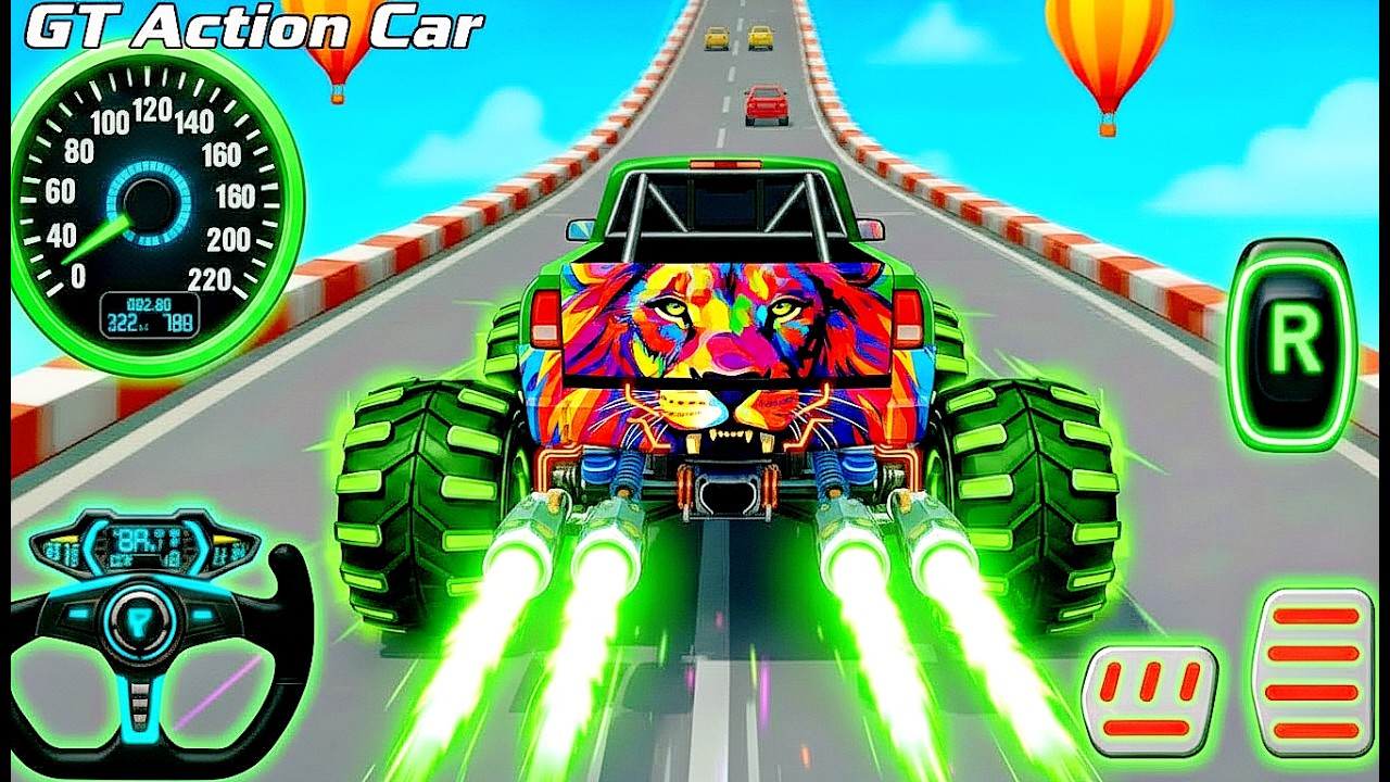 Mega Ramp Monster Car Racing 3D - Extreme Car Stunts -Android Gamepla #MegaRamp #3DGames #CarRacing