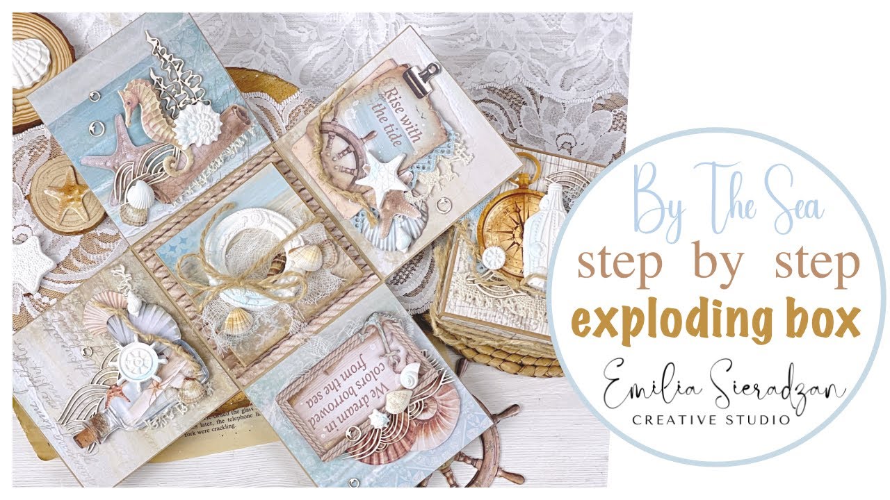 Unique Handmade Gift - By The Sea Exploding Box - Stamperia Collection